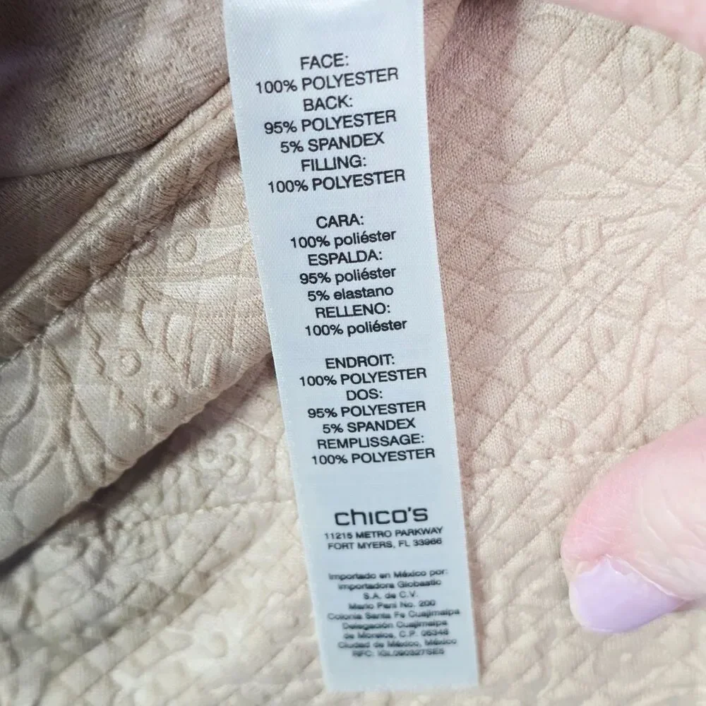 Chicos Moto Jacket Cream 1 Textured Asym Zip 34 Sleeve Minimalist